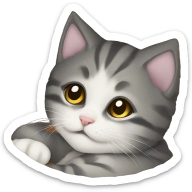 Kitten curled up in a basket sticker