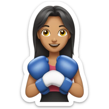 Emoji mujer con guantes de boxeo sticker