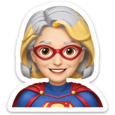 Laughing elderly superwoman sticker