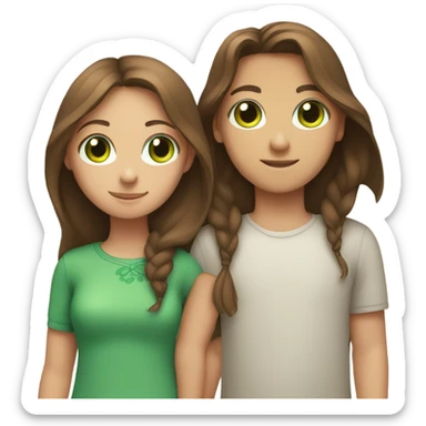 Girl with Brown Hair and Green eyes Holding Hands with Boy with Brown hair sticker