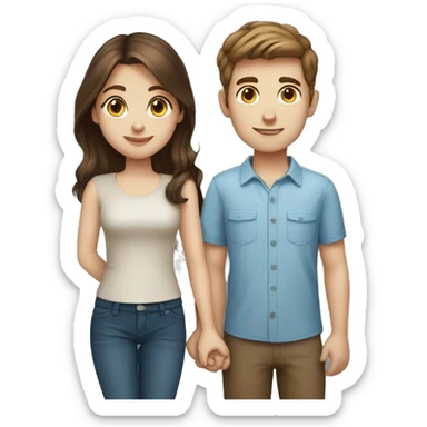 young couple brown hair blue eyed girl and brown hair boy  sticker
