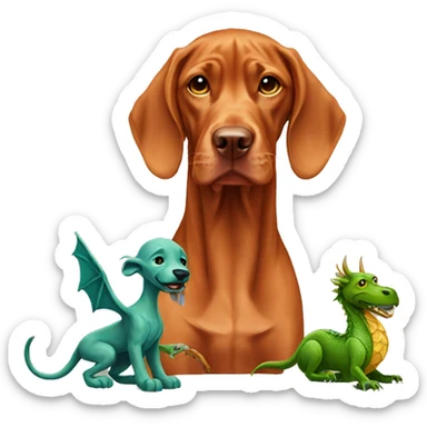 Vizsla with dragon  sticker