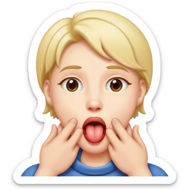 hands around neck with tongue out sticker