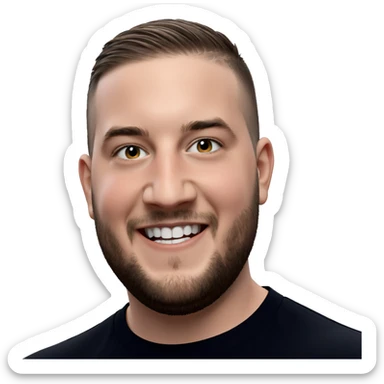 smiling boy in black shirt sticker