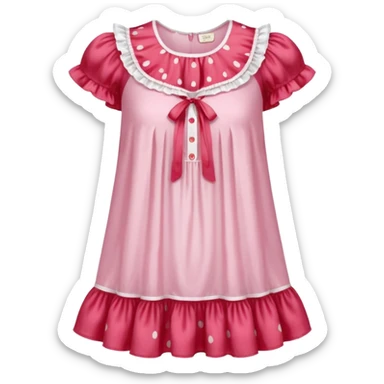 coquette strawberry babydoll blouse with ruffle sleeves and bottom, no human please sticker