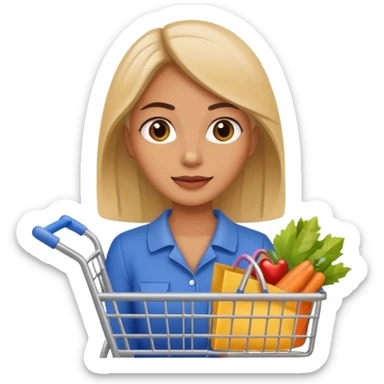 lady with shopping cart sticker