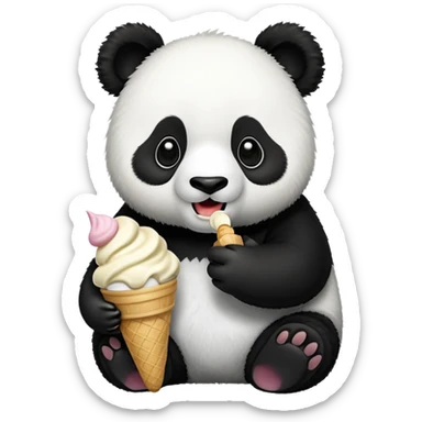 Panda eating ice cream sticker