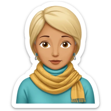 a woman, middle age, waring a tracheao stoma sticker