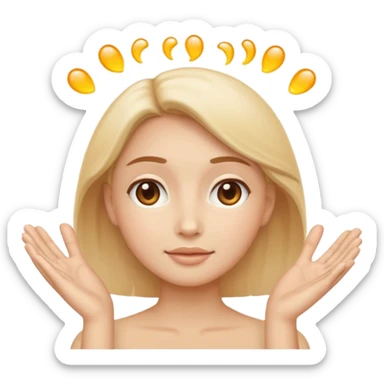 Minimal emoji representing reduced facial puffiness, soft hand gesture shaping the face contour, balanced and natural appearance, wellness-focused, simple and easy to understand
 sticker