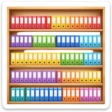 colorful books neatly arranged in a row on a shelf sticker