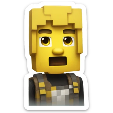 yellow person with minecraft costume sticker