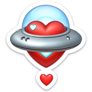 ufo stealing heart flying over heart sticker