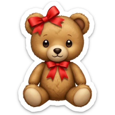 teddy bear with red ribbon sticker