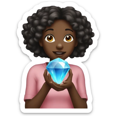 Black girl holding a gem sticker