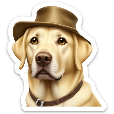 Yellow lab wearing Sherwood Bowmen hat sticker