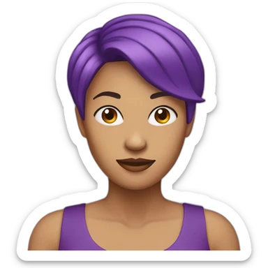 woman with purple short hair with sidecut sticker
