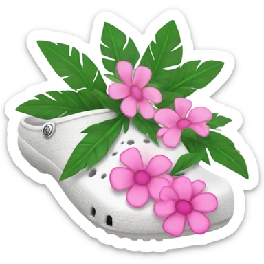 White Crocs with pink flowers sticker