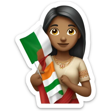 Indian Girl holding italy flag sticker