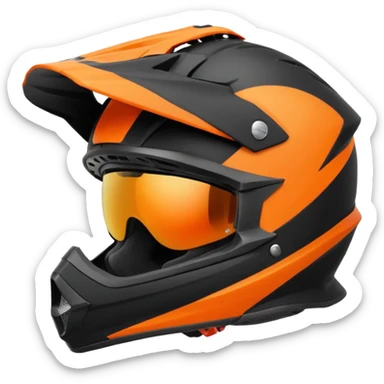 Dirtbike helmet with dirtbike goggles  sticker