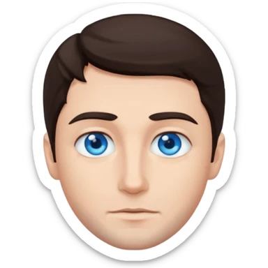 homme yeux bleu azur cheveux brun foncé sticker