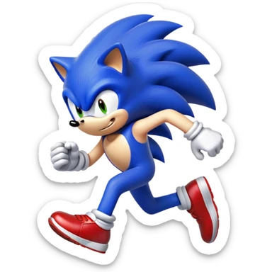 Sonic the Hedgehog running fast with red shoes sticker