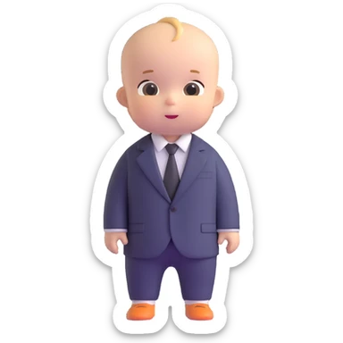 adorable baby mafia boss in oversized suit sticker