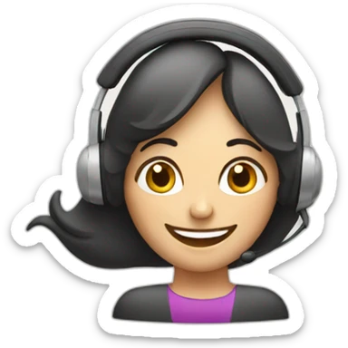 happy lady with a customer support headset sticker