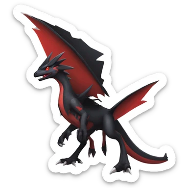 cool edgy black and red Dark-type nargacuga Pokémon full body sticker