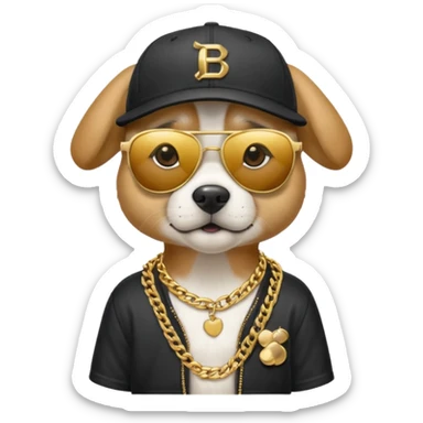 Dog with Hiphop Clothes and glasses sticker