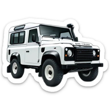 white series 3 land rover defender from front angle sticker