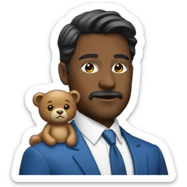 posh man with bear and blue suit sticker