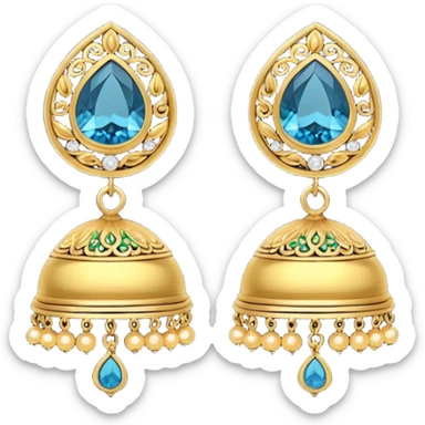 A small beautiful jhumka pair in golden color with very few stones sticker