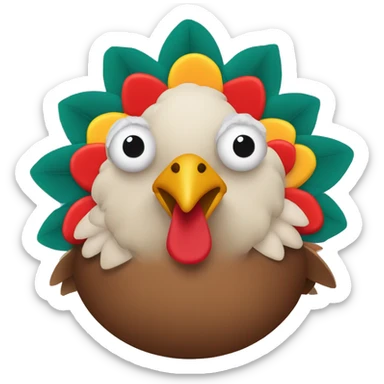 thanksgiving turkey with lashes lipstick and nails sticker