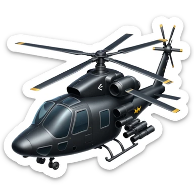 black battle helicopter with cannon sticker