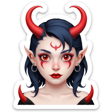 devil girl with face tattoo sticker