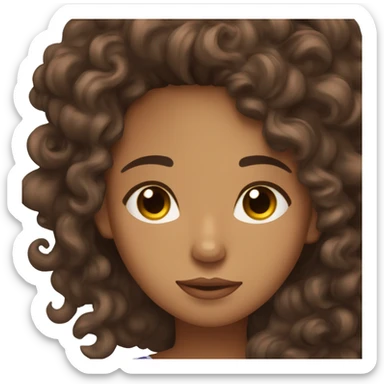 light brown skin with dark brown hair and brown eyes sleeping with long curly hair and with the cover over her sleeping sticker