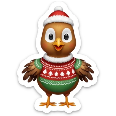Chicken with a Christmas jumper sticker