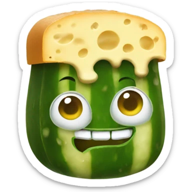 Pickle wearing cheese hat sticker