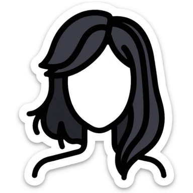 Clean minimalist tech avatar of white female with black hair for GitHub, digital tech theme sticker