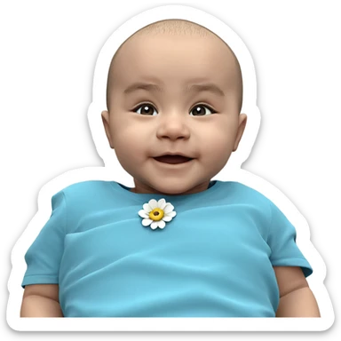 bald boy with flowers lying sticker
