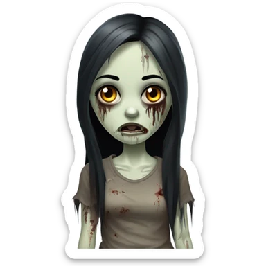 zombie girl with black hair sticker