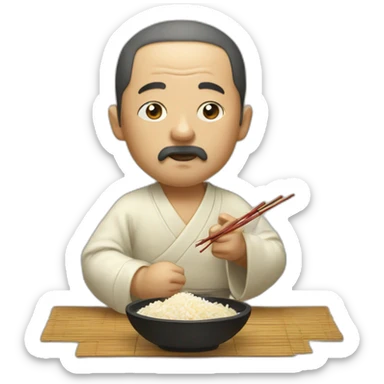 ancient philosopher eating rice with chopsticks sticker
