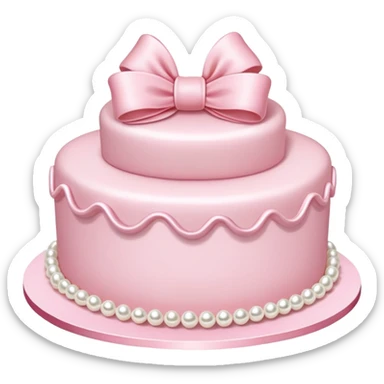light pink cake decorated with pearls and a light pink bow on top sticker