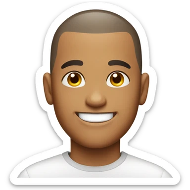 smiling young man in shirt buzz cut sticker