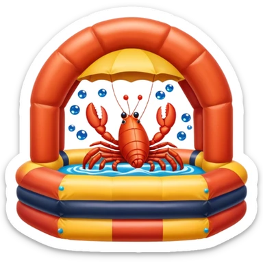 A bounce house, with caviar and lobster sticker