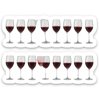 Wine glasses filled with different wine standing in line  sticker