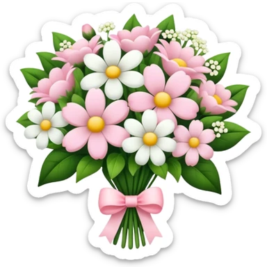 baby pink flower bouquet with white flowers  sticker