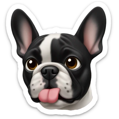 French Bulldog black am ran  with one bent ear sticker