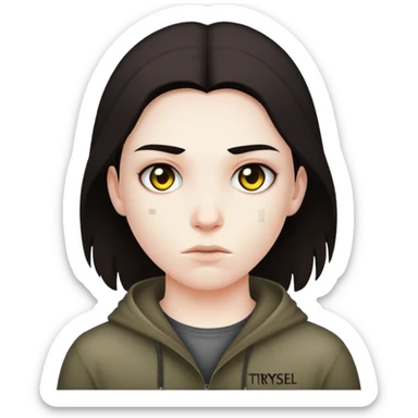 it depicts a stalker in the style of the stalker game with an inscription on the body of Trysel sticker