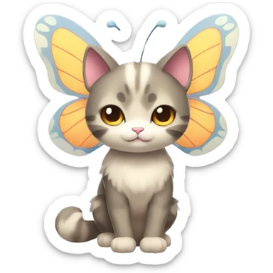 Kawaii Butterfly-Cat-Pokémon-Fakémon Full Body sticker